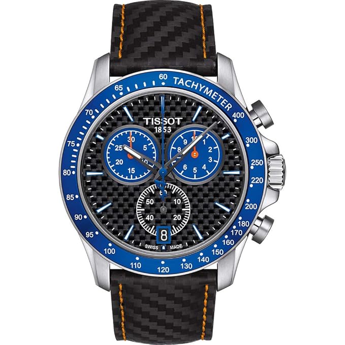 Tissot V8 Alpine Carbon Chronograph Black Dial Black Leather Strap Men's Watch - T106.417.16.201.00
