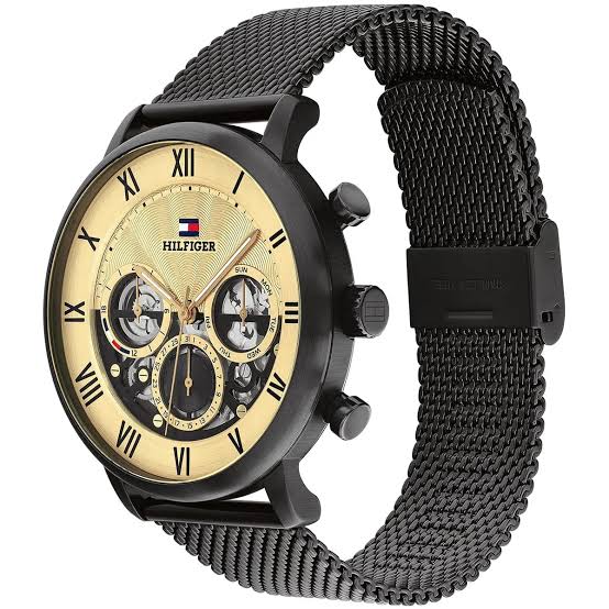 Tommy Hilfiger Quartz Multifunction Golden dial Stainless Steel Strap Watch for Men - 1710568