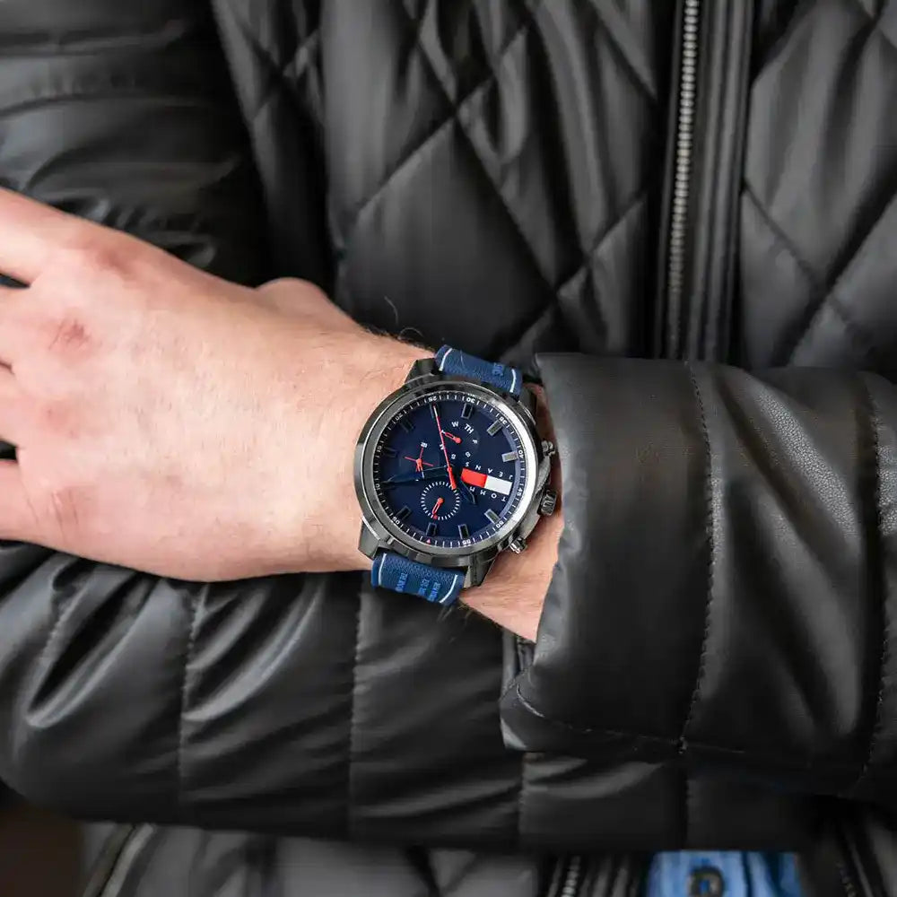 Tommy Hilfiger Blue Silicone Multi-function Men's Watch - 1710582