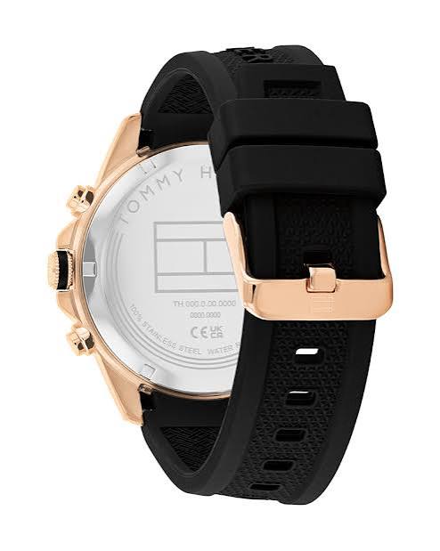 Tommy Hilfiger watch caseback showing model details and specifications