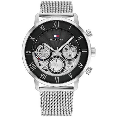 Tommy Hilfiger Stainless Steel Mesh Black Dial Multi-function Men's Watch - 1710708