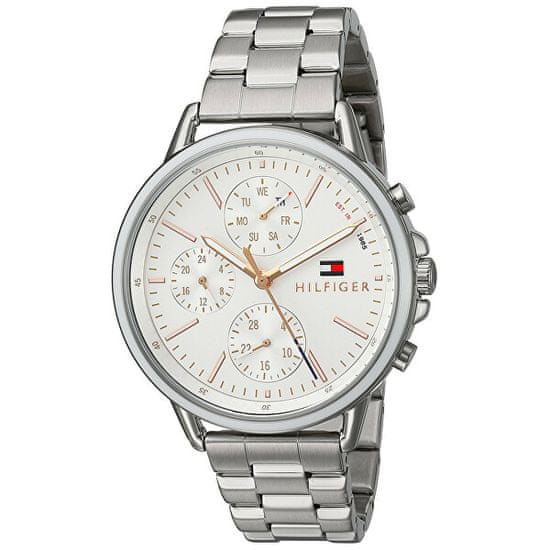 Tommy Hilfiger Sport Lux chronograph watch with steel link bracelet and rose gold accents on dial