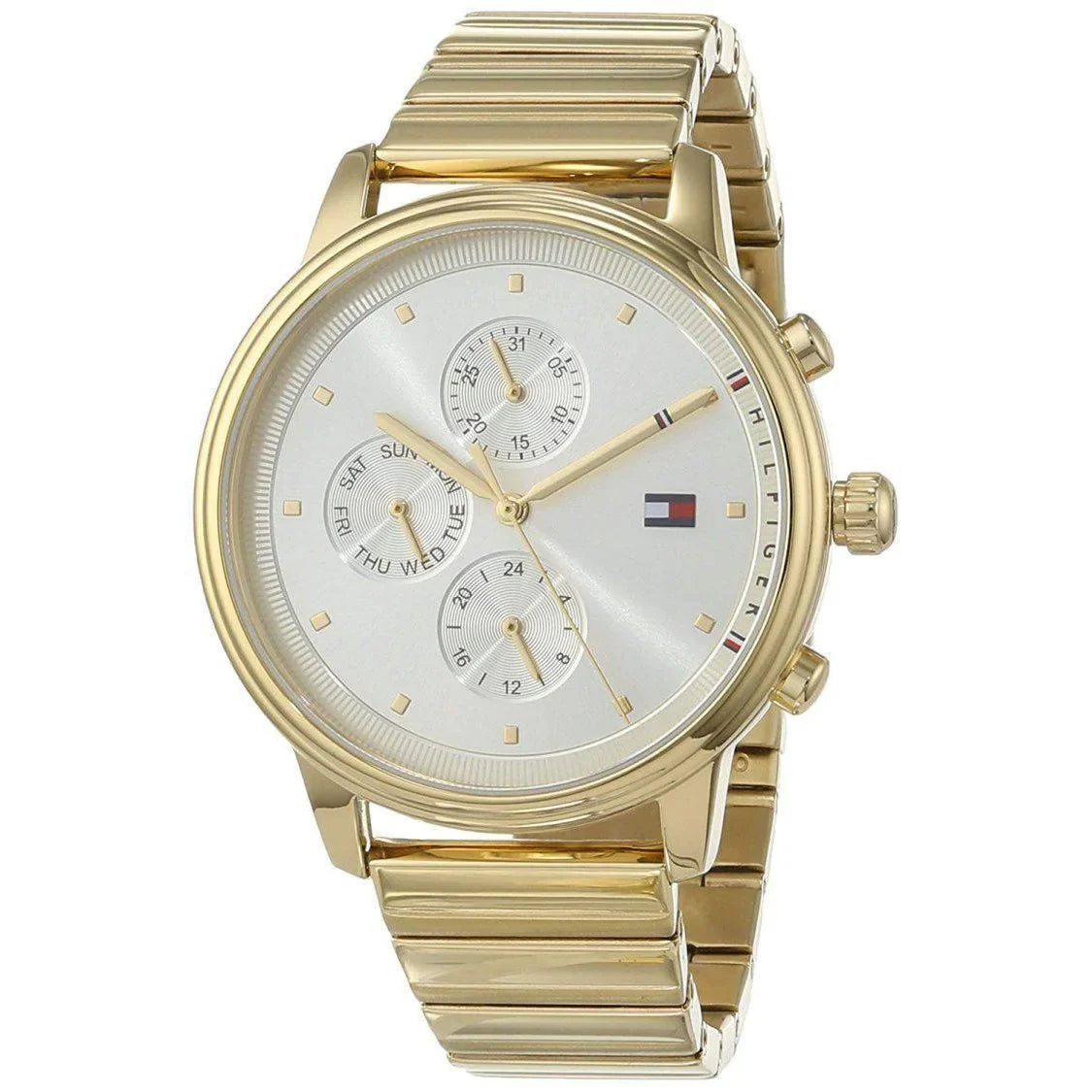 Tommy Hilfiger champagne dial all-gold chronograph ladies watch 1781905 with subdials and date window