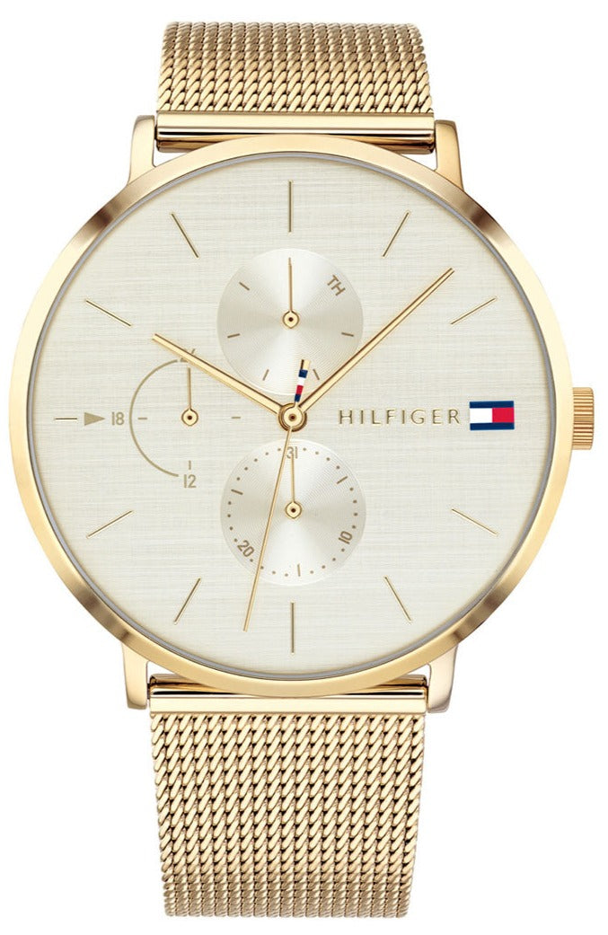 TOMMY HILFIGER GOLD TONE MESH STRAP & GOLD DIAL GENUINE WOMENS WATCH 1781943