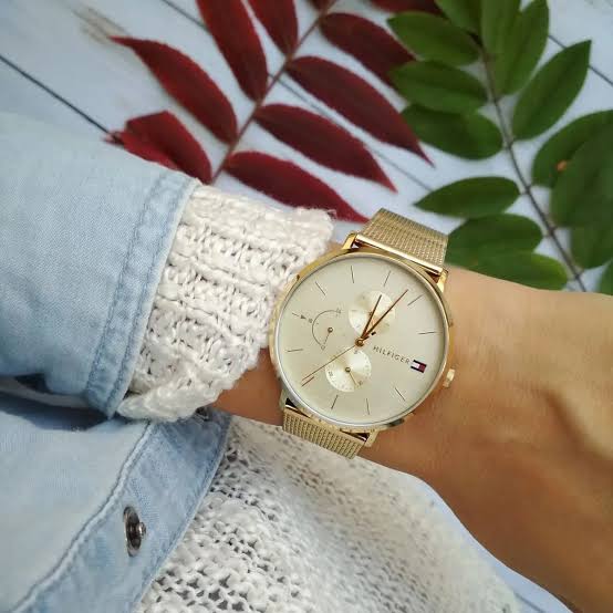 TOMMY HILFIGER GOLD TONE MESH STRAP & GOLD DIAL GENUINE WOMENS WATCH 1781943