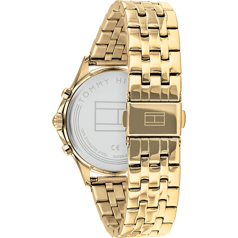 Tommy Hilfiger Whitney watch caseback showing specifications and water resistance rating