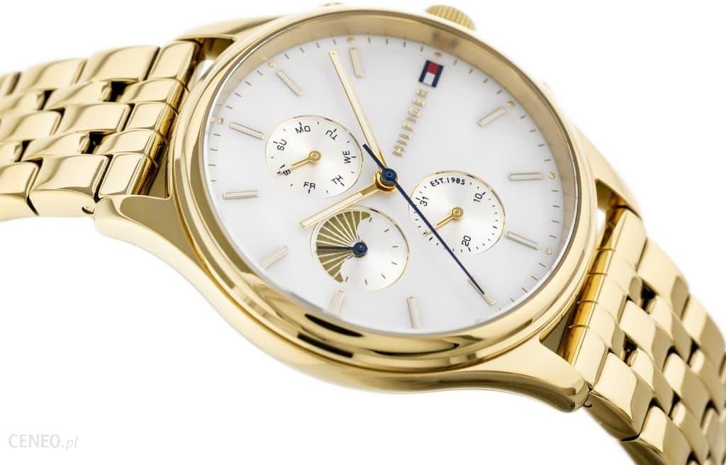 Tommy Hilfiger Whitney chronograph watch with white mother of pearl dial on wrist