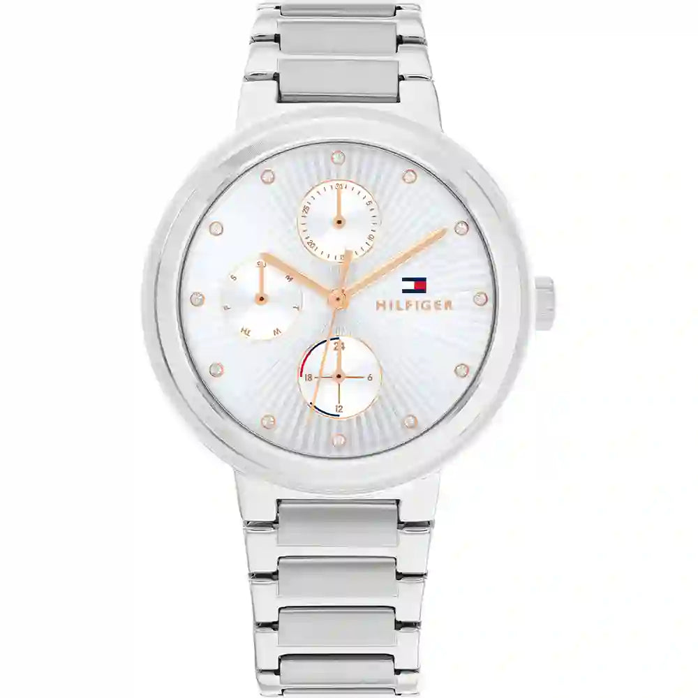 Tommy Hilfiger women's 1782532 watch with silver case and bracelet, white dial