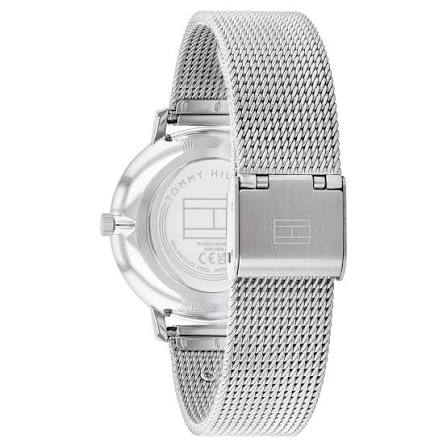 Tommy Hilfiger watch caseback detail with mesh strap closure
