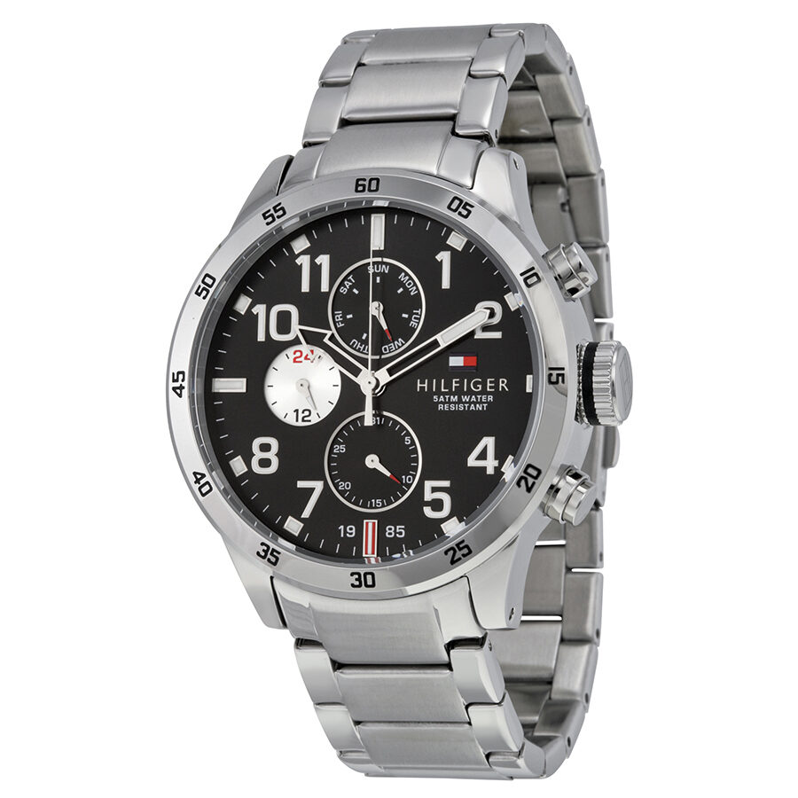 Tommy Hilfiger Multi-Function Black Dial Stainless Steel Men's Watch 1791141