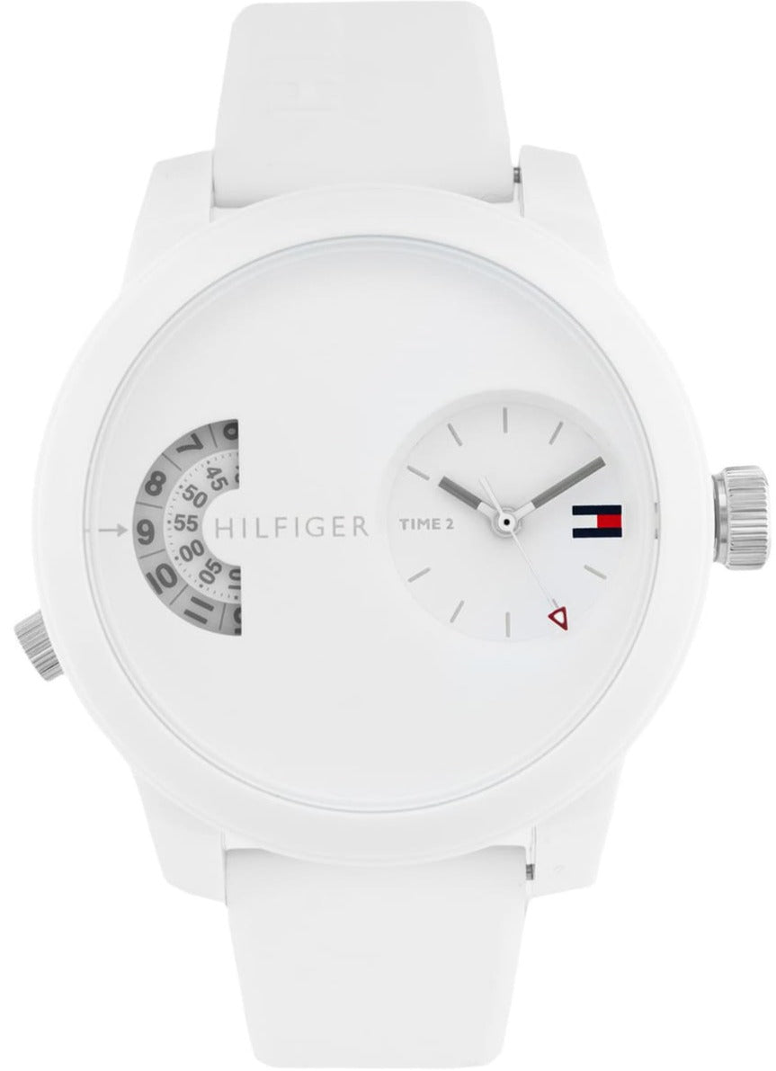 Tommy Hilfiger Quartz White Silicone Strap White Dial 44mm Men's Watch - 1791558