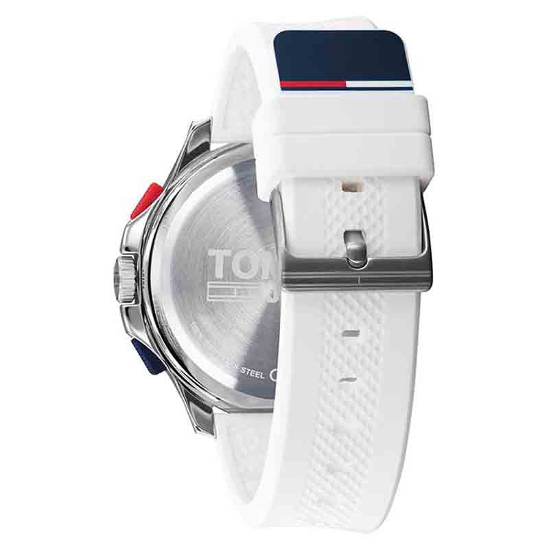 Tommy Hilfiger Quartz Silicone Strap Silver Dial 46mm Men's Watch - 1791764
