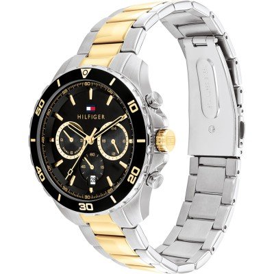 Tommy Hilfiger Two-Tone Steel Black Dial Multi-function Men's Watch - 1792095