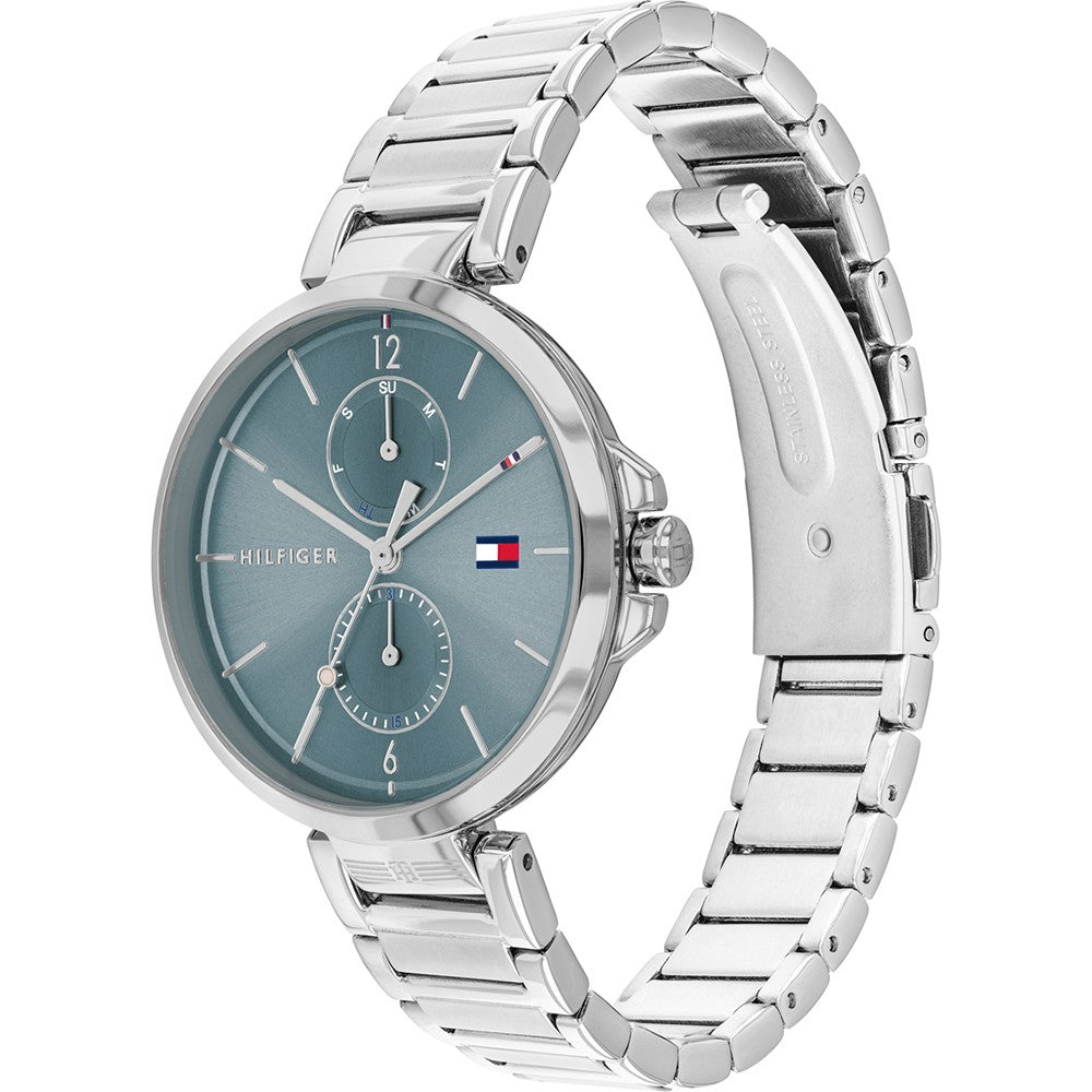 Tommy Hilfiger Angela watch with dual subdials and silver steel bracelet strap