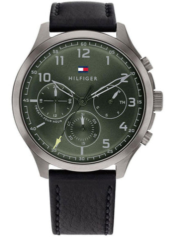 Tommy Hilfiger Asher chronograph watch with green dial and three subdials