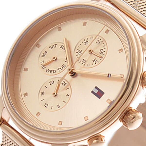Close-up of Tommy Hilfiger Blake dial showing chronograph subdials with day and date functions
