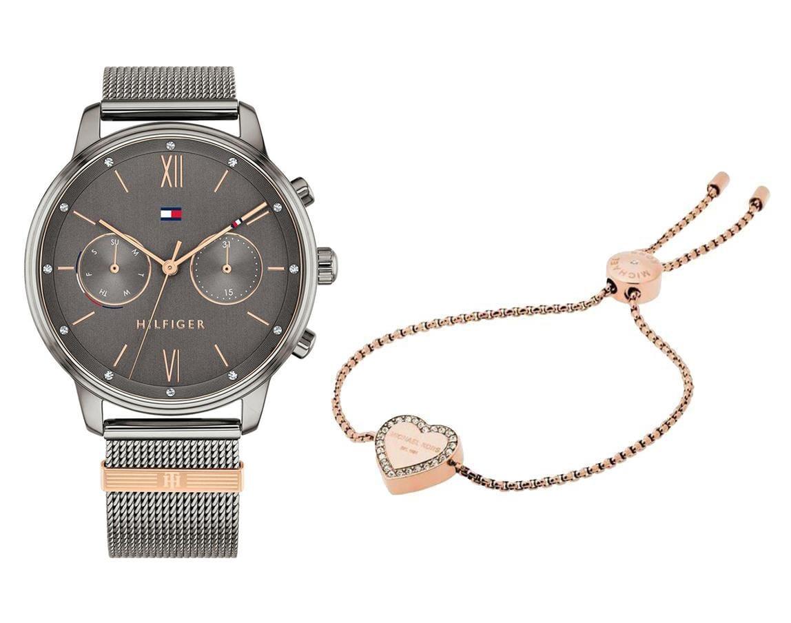 Tommy Hilfiger Blake Grey Stainless Steel Mesh Gunmetal Dial Multi-function Women's Watch - 1782304