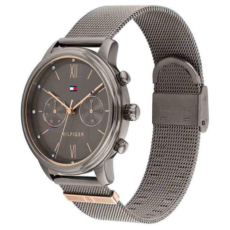 Tommy Hilfiger Blake Grey Stainless Steel Mesh Gunmetal Dial Multi-function Women's Watch - 1782304
