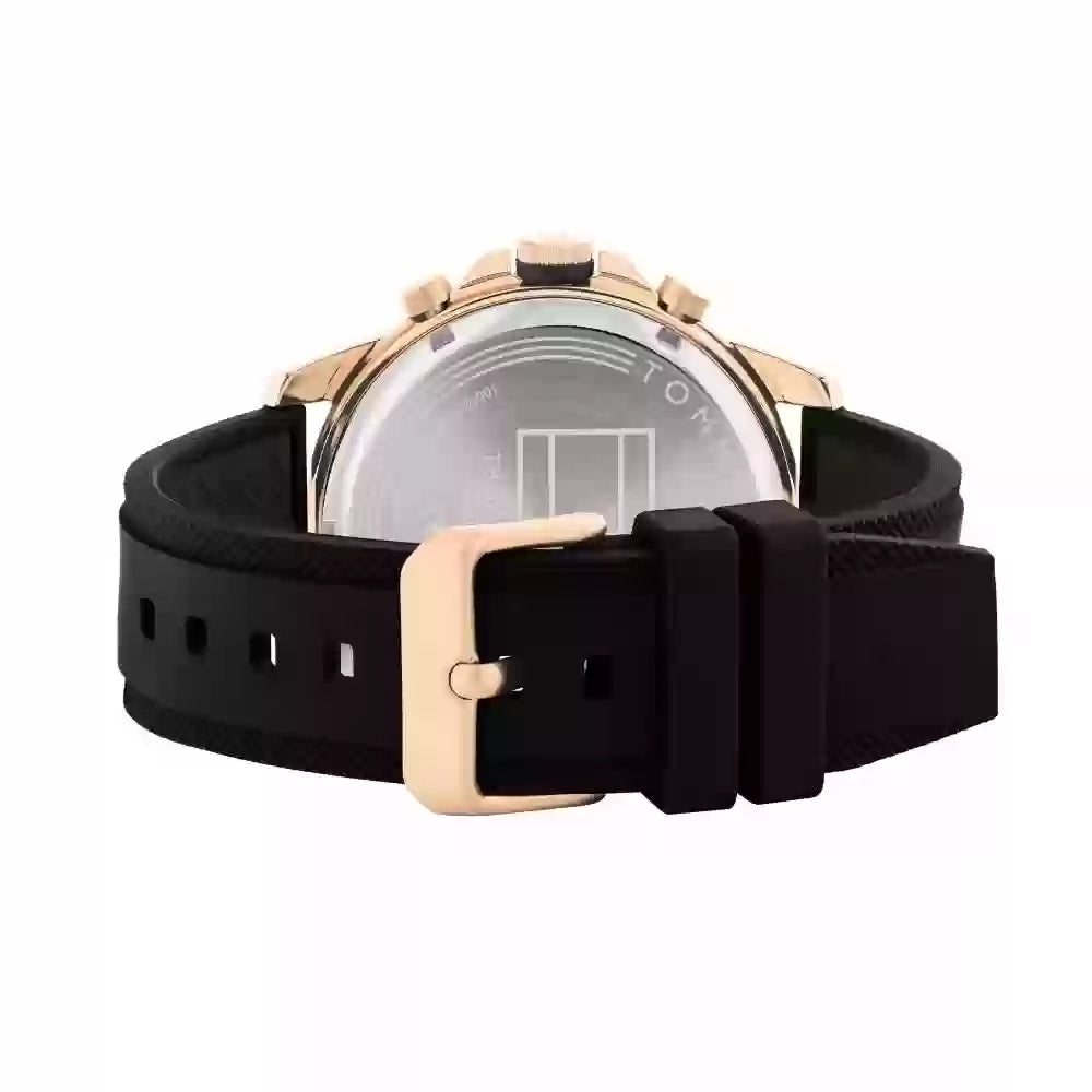 Caseback view of Tommy Hilfiger Blaze watch with transparent display back