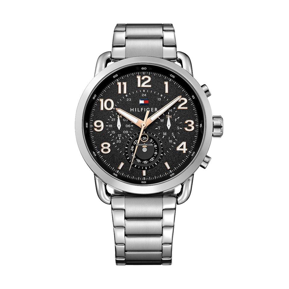 Tommy Hilfiger Briggs chronograph watch with black dial and stainless steel bracelet