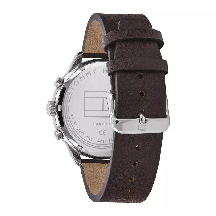 Tommy Hilfiger Chase watch caseback showing water resistance and model information