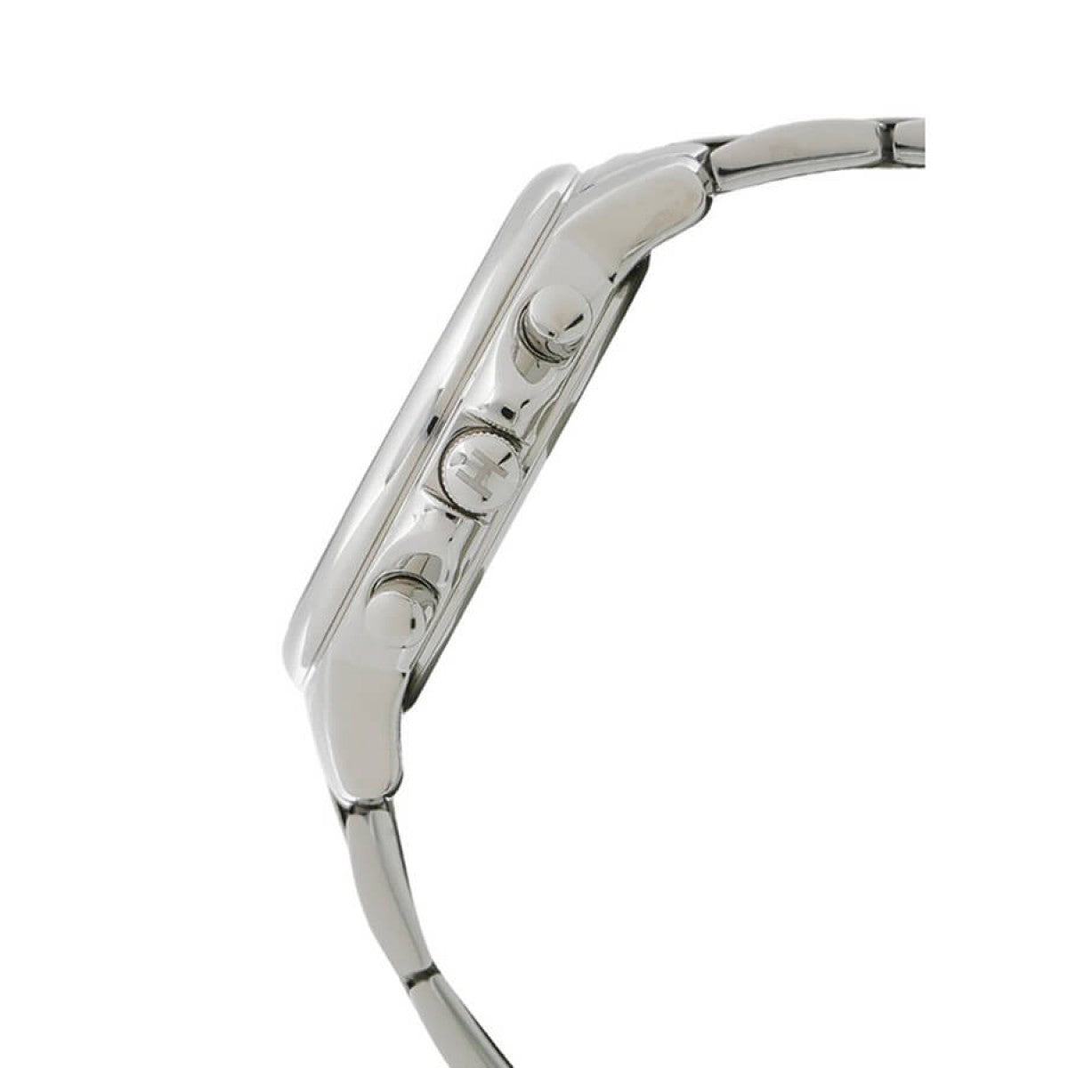 Tommy Hilfiger Claudia watch showing left side case and bracelet detail