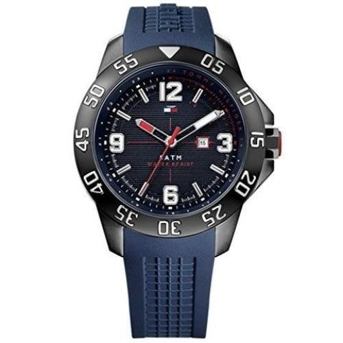 Tommy Hilfiger Cole men's watch front view with date window and dark dial