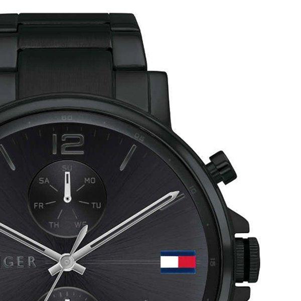 TOMMY HILFIGER DANIEL BLACK STEEL MULTI-FUNCTION MEN'S WATCH - 1710414