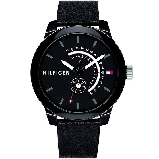 Tommy Hilfiger Denim Black Dial and Leather Band Men's Watch - 1791479