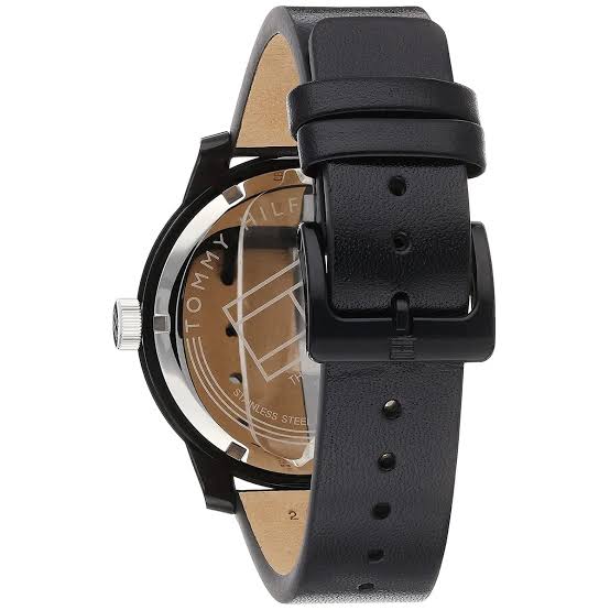 Tommy Hilfiger Denim Black Dial and Leather Band Men's Watch - 1791479
