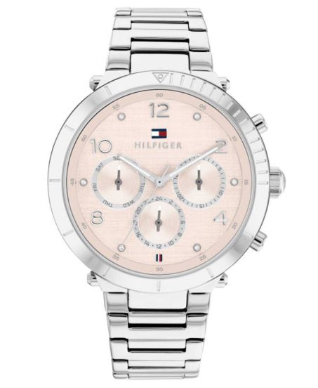 Tommy Hilfiger Emery ladies watch with silver stainless steel bracelet and pink dial