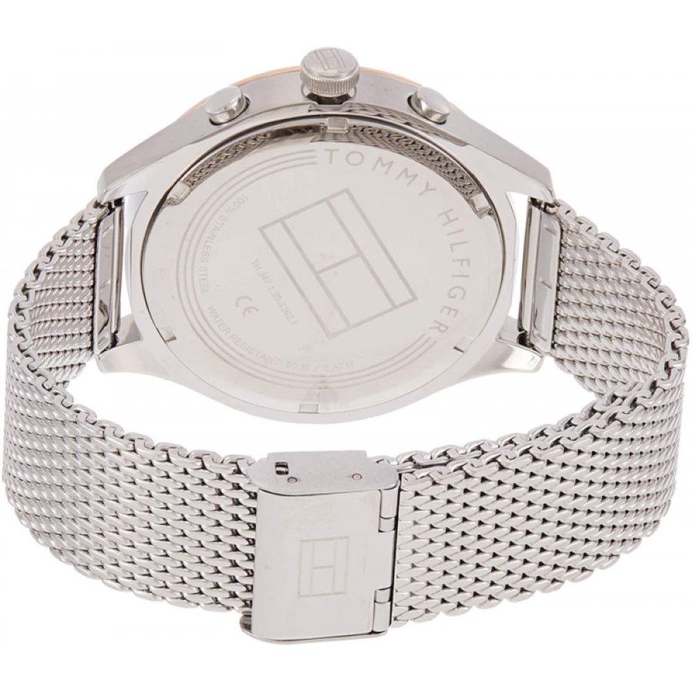 Tommy Hilfiger Gavin watch caseback showing logo and mesh bracelet