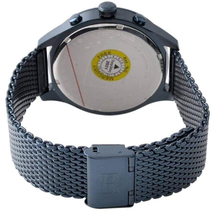 Tommy Hilfiger Gavin watch caseback showing mesh strap and case details