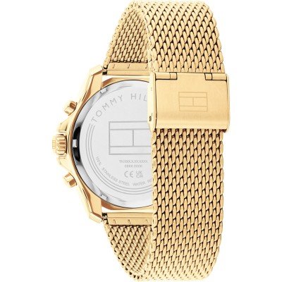 Tommy Hilfiger Chronograph Dark Green Dial Gold Mesh Strap Men's Watch - 1792093