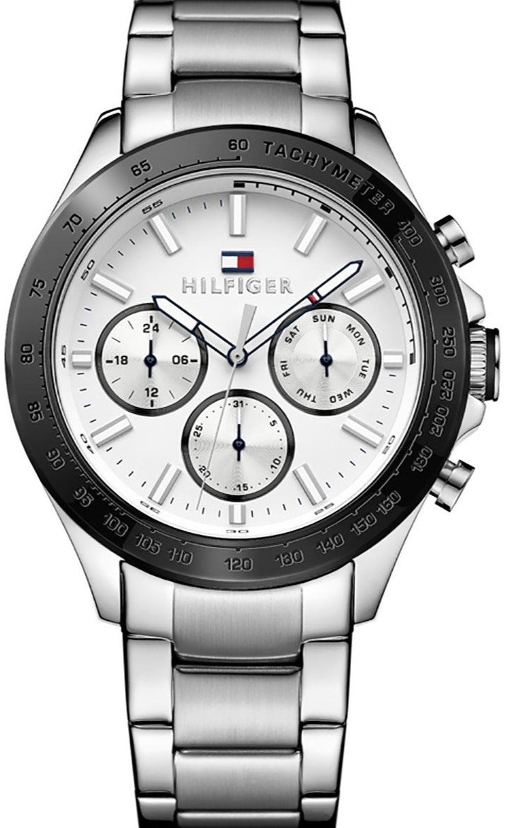 Tommy Hilfiger Hudson Chronograph men's watch with white dial and three subdials