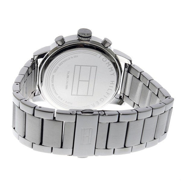 Tommy Hilfiger Jake chronograph watch caseback showing stainless steel case back