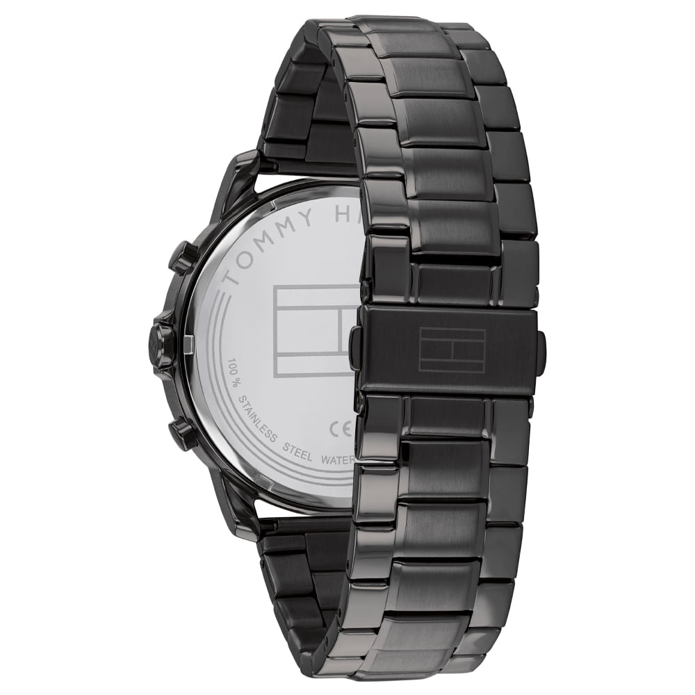 Tommy Hilfiger Jameson watch caseback showing stainless steel construction and branding
