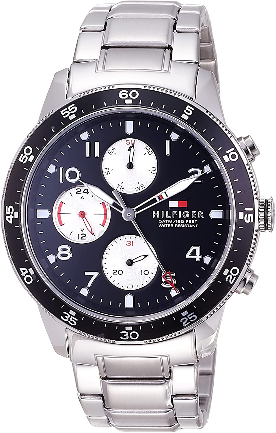 Tommy Hilfiger Jimmy Multifunction Black Dial Silver Steel Strap Men's Watch - 1791950