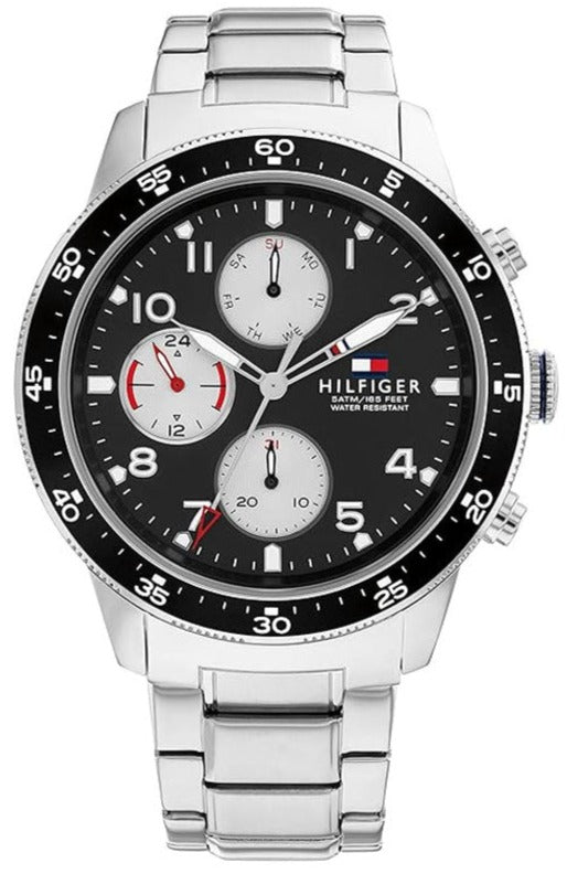 Tommy Hilfiger Jimmy Multifunction Black Dial Silver Steel Strap Men's Watch - 1791950