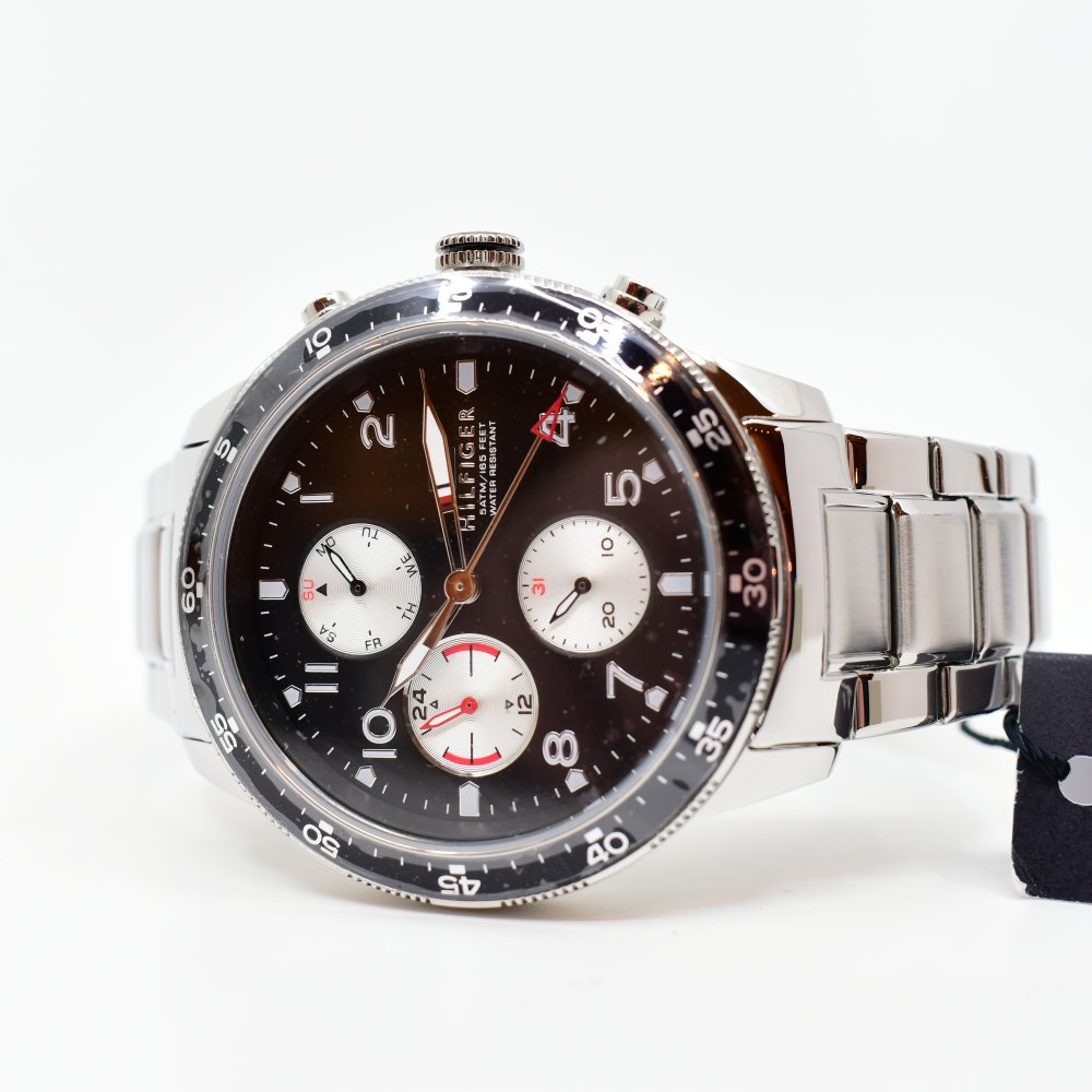 Tommy Hilfiger Jimmy Multifunction Black Dial Silver Steel Strap Men's Watch - 1791950