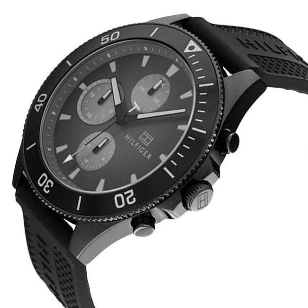Tommy Hilfiger Larson chronograph watch photographed from side profile