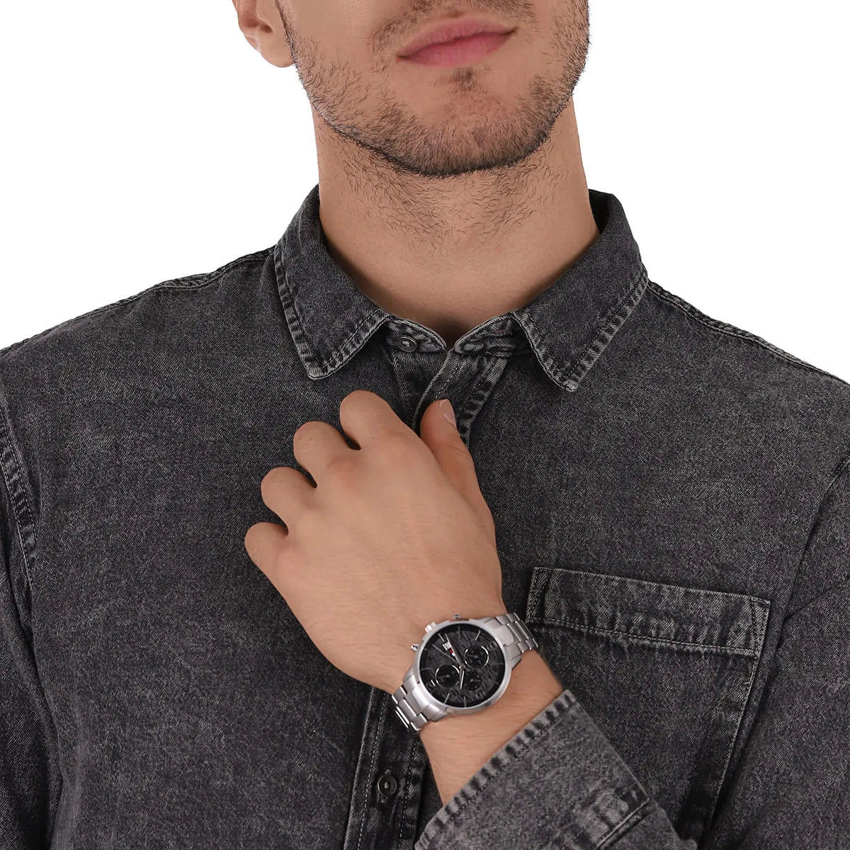 Tommy Hilfiger Quartz Stainless Steel Black Dial 42mm Men's Watch - 1710356