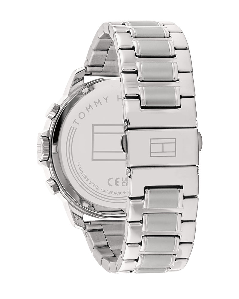 Tommy Hilfiger Luca Chronograph caseback with stainless steel bracelet detail