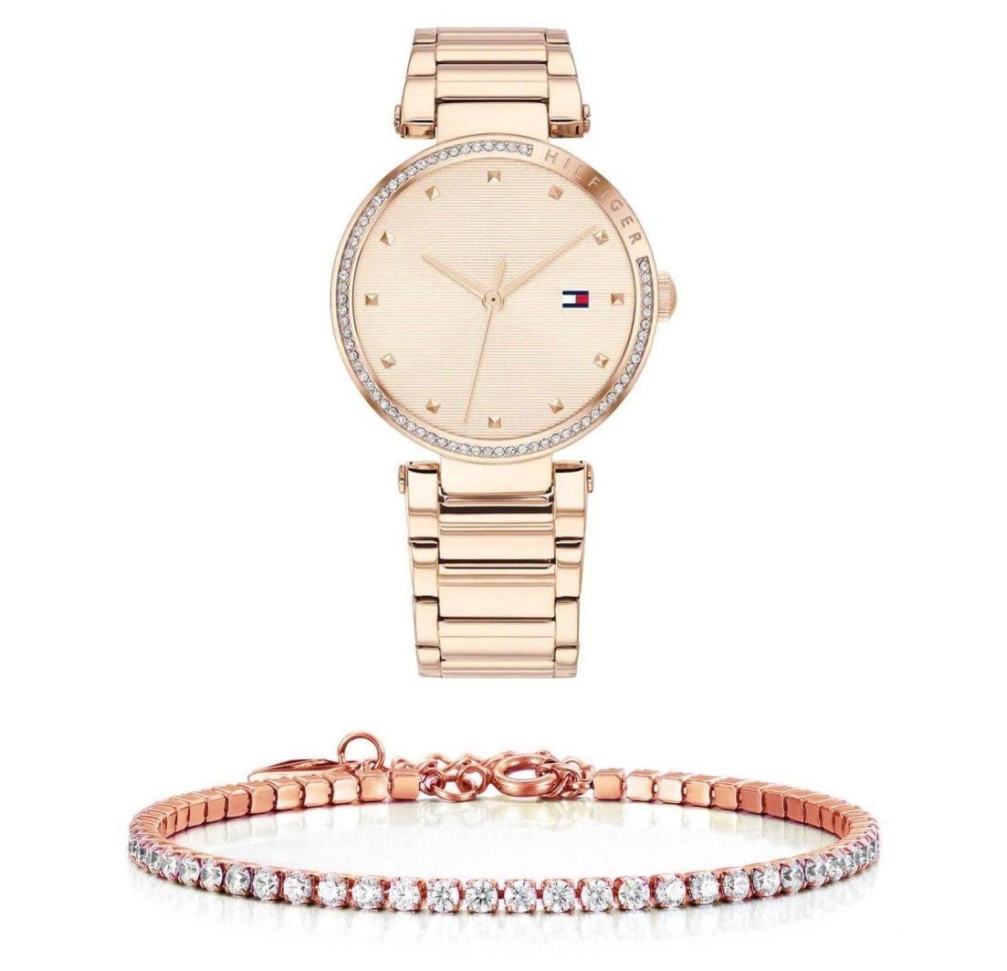 Tommy Hilfiger Lynn Crystal Accents Rose Gold Tone Stainless Steel Quartz Women's Watch - 1782237
