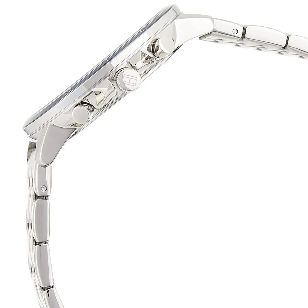 Side view of Tommy Hilfiger Madison women's watch with stainless steel case and bracelet
