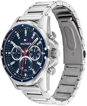 Tommy Hilfiger Mason Stainless Steel Silver Bracelet Blue Dial Men's Watch 1791788