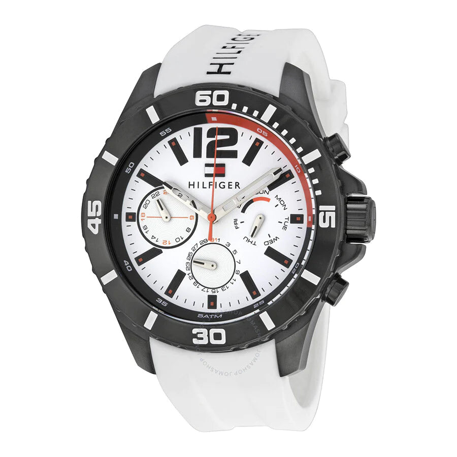 Tommy Hilfiger Quartz White Silicone Strap White Dial 46mm Men's Watch 1791146