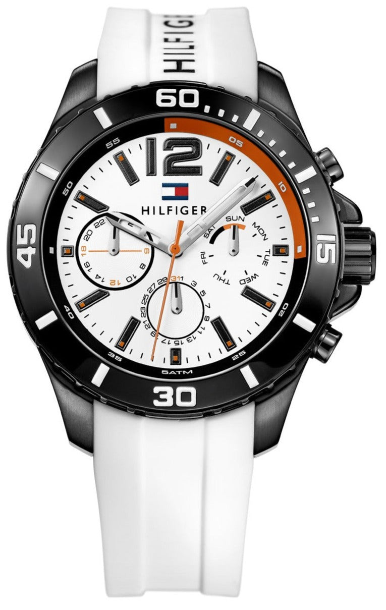 Tommy Hilfiger Quartz White Silicone Strap White Dial 46mm Men's Watch 1791146