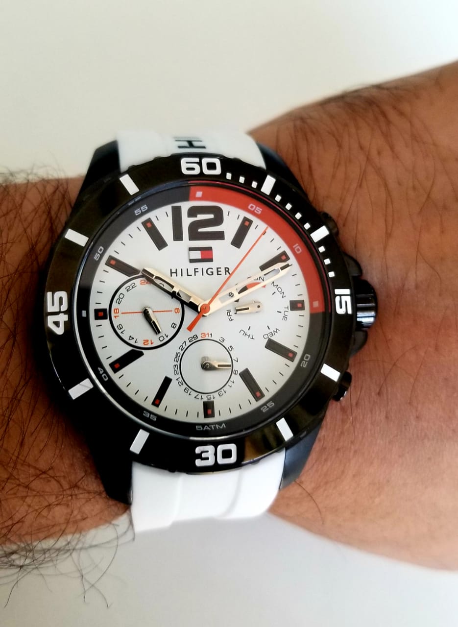 Tommy Hilfiger Quartz White Silicone Strap White Dial 46mm Men's Watch 1791146