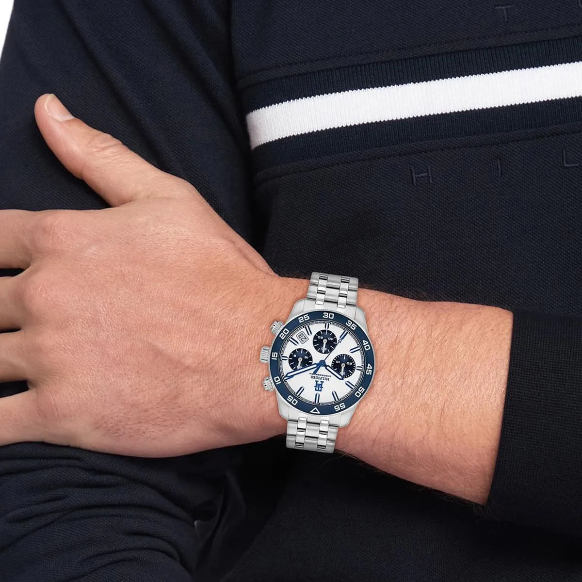 Tommy Hilfiger TH85 Chronograph (41mm) White Dial / Stainless Steel Bracelet Men's Watch -1792157